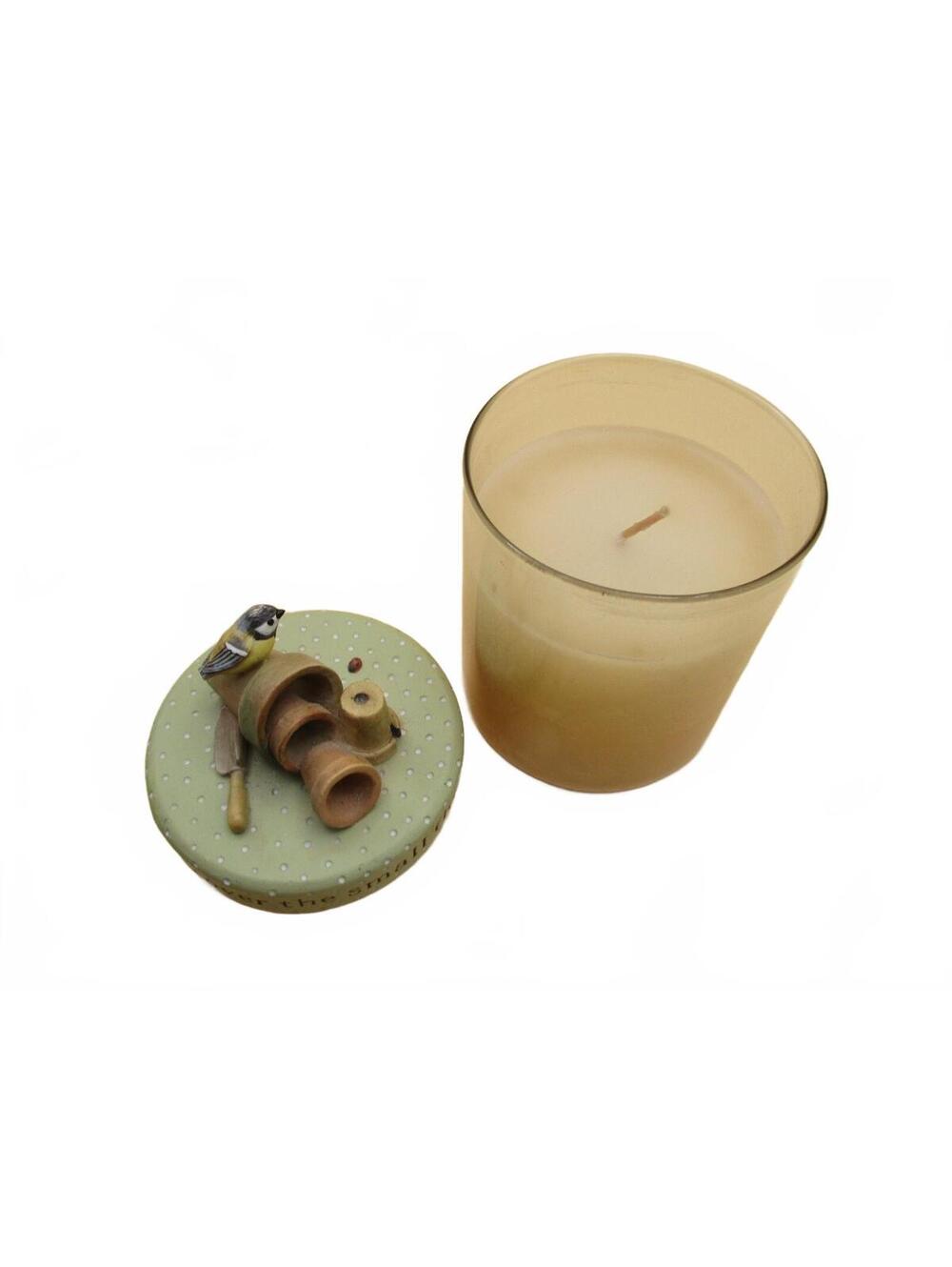 Vintage Yankee Candle Our America Bird on Flower Pots Resin Jar Topper Lid Set